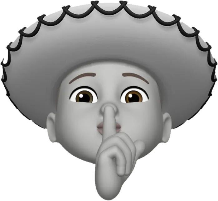 A grey baby in a sombrero going shhh